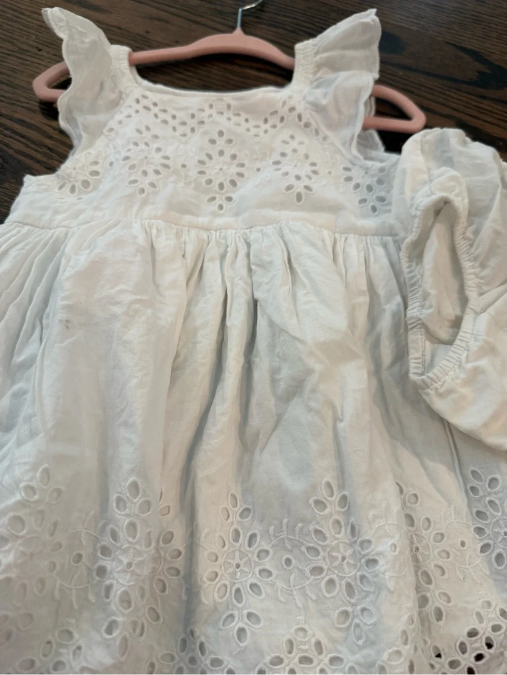 GAP White Eyelet Flutter-Sleeve Dress with Bloomer